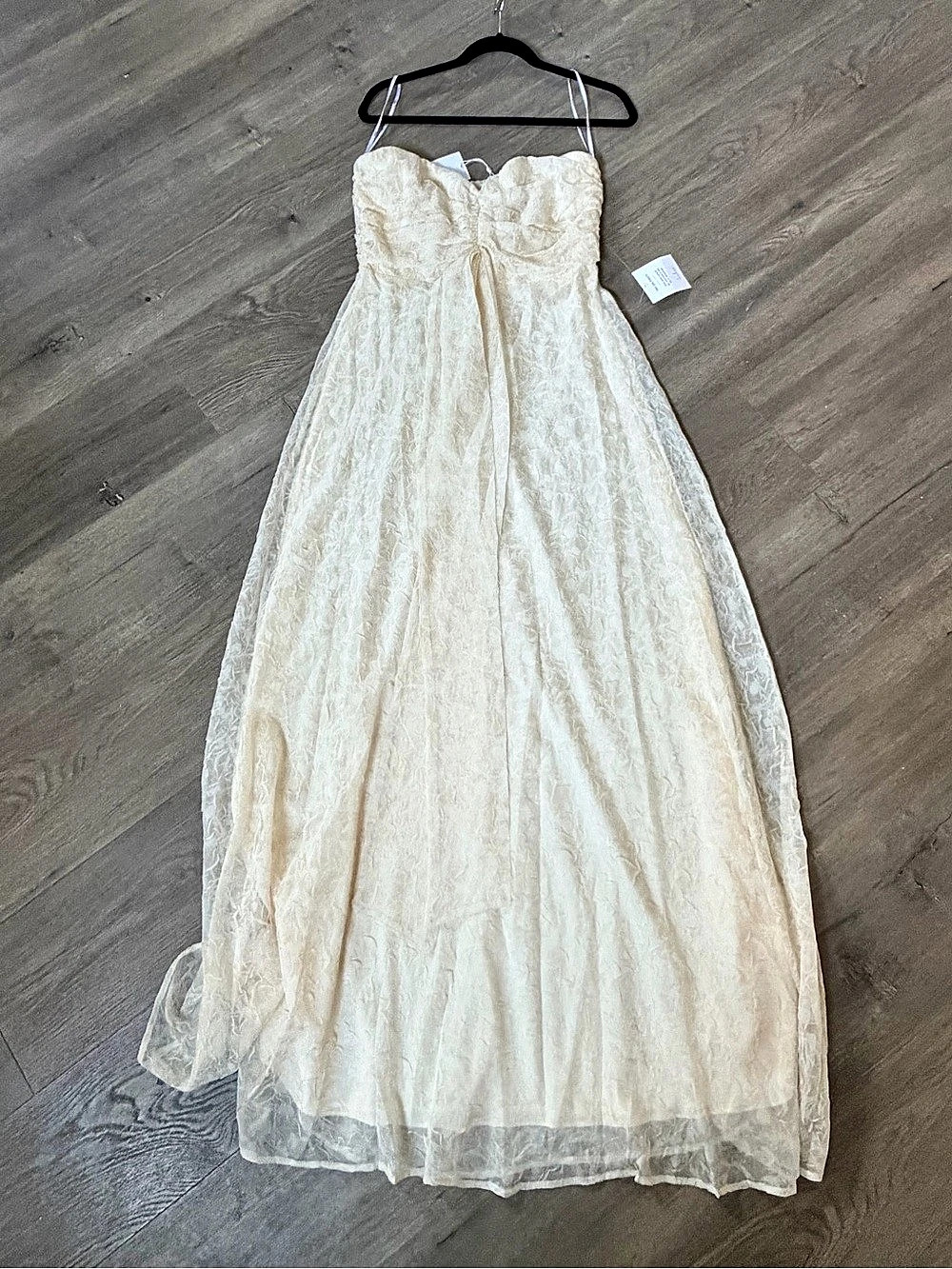 Lulus No Less Than Flawless Strapless Cream Lace Maxi Dress Large